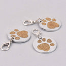 Gold Pet Tag Charm, Glitter Enamel Paw Print with Silver Plate, 25mm, chs7953