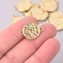10 Light Gold Coin Relic Charm Pendants, Cross with wax seal, connector, chs7954