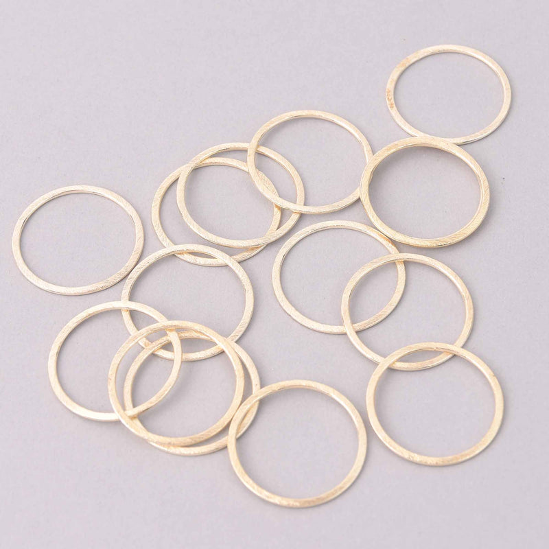 4 Gold Ring Circle Charms 30mm Brushed gold plated, chs7956