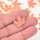 6 Orange Leaf Charms, gold plated, chs7958