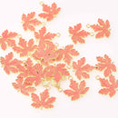 6 Orange Leaf Charms, gold plated, chs7958