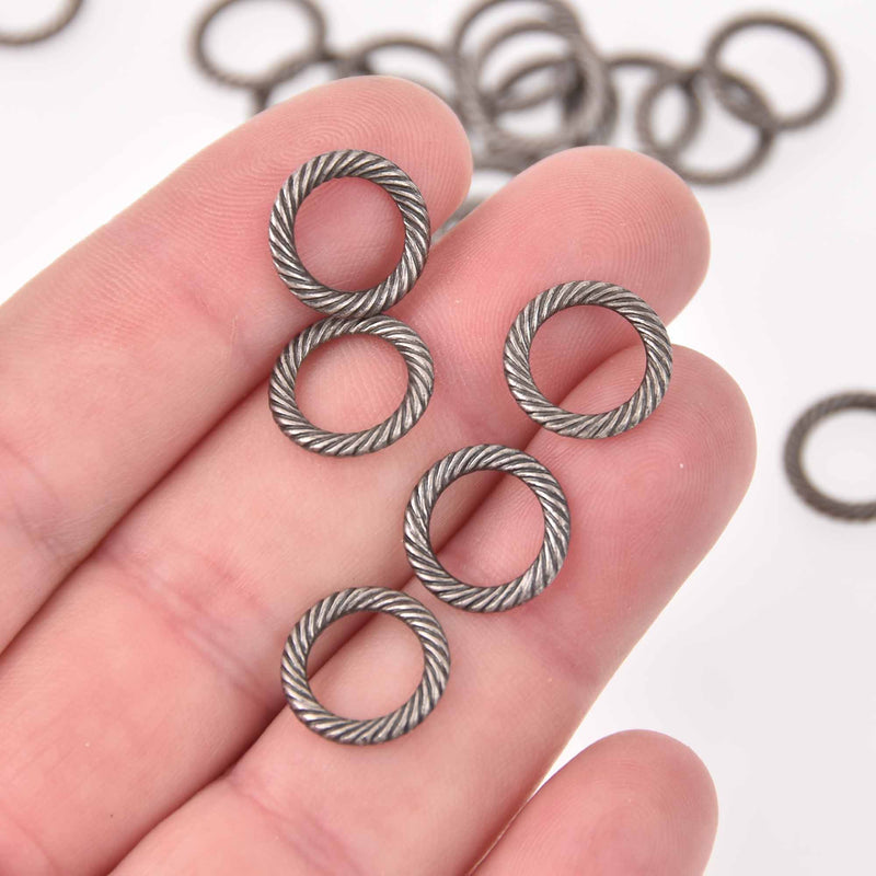 20 Gunmetal Round ROPE RING Connectors, 13mm chs7960