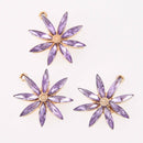 2 Purple Flower Charms, 28mm, chs7962