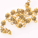 10 Gold Acorn Charms, 14mm, chs7963