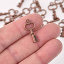 6 Copper Key Charms, 23mm, chs7966