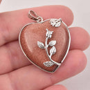 1 Goldstone Heart Charm, Stone with silver, 32mm, chs7970