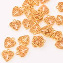 6 Gold or Silver Filigree Cross Charms, Heart, 16mm