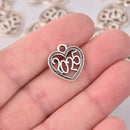 6 Silver 2025 Graduation Year Charms, Heart, chs7974