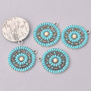 1 Faux Turquoise Charm, Mandala, Silver Metal, 28mm, chs7978