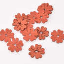 10 Red Faux Leather Charms, FLOWER, vegan leather, 1-1/8" long, chs7984