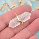 1 Quartz Pendant, double point with gold bezel, 36mm, chs7985
