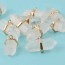 1 Quartz Pendant, double point with gold bezel, 36mm, chs7985