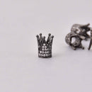 2 Black Crown Beads, Micropave Charms, CZ, 12x8mm, chs7987
