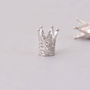 2 Silver Crown Beads, Micropave Charms, CZ, 12x8mm, chs7989