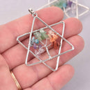 Star Chakra Charm, Rainbow Crystals with Silver, 2", chs7997