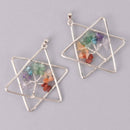 Star Chakra Charm, Rainbow Crystals with Silver, 2", chs7997