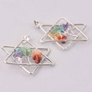Star Chakra Charm, Rainbow Crystals with Silver, 2", chs7997