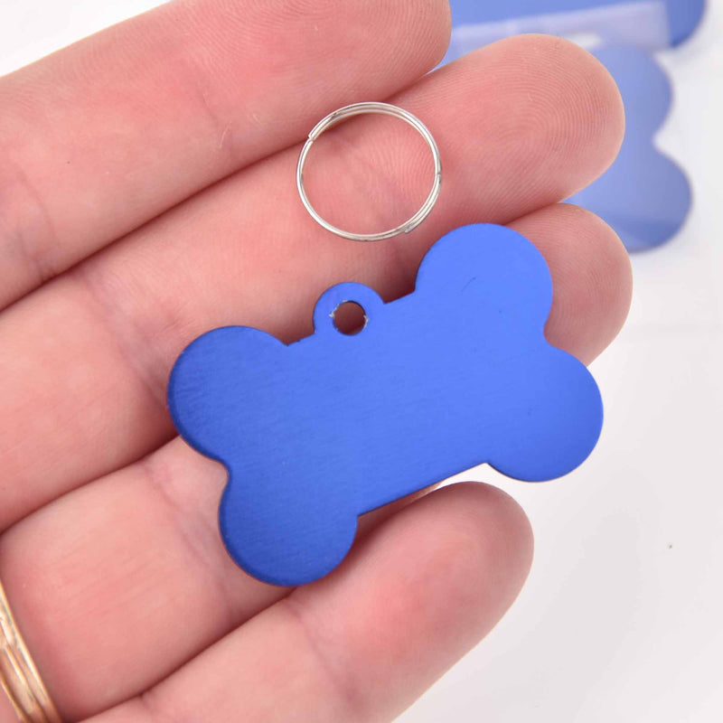 5 Dog Bone Charms, Blue Aluminum Blanks for stamping, engraving, chs8003