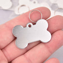 5 Dog Bone Charms, Silver Aluminum Blanks for stamping, engraving, chs8004