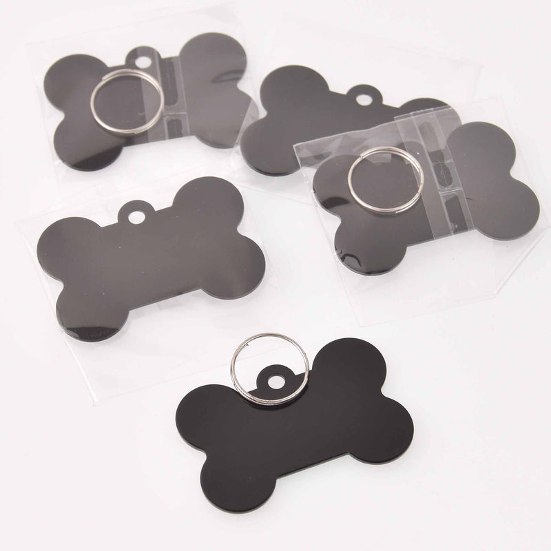 5 Dog Bone Charms, Black Aluminum Blanks for stamping, engraving, chs8005