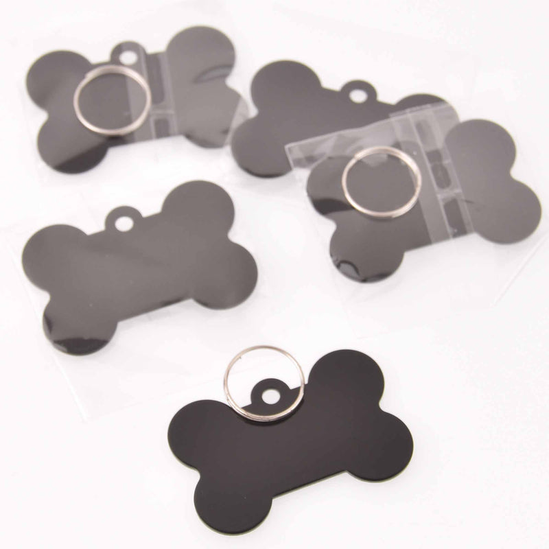 5 Dog Bone Charms, Black Aluminum Blanks for stamping, engraving, chs8005