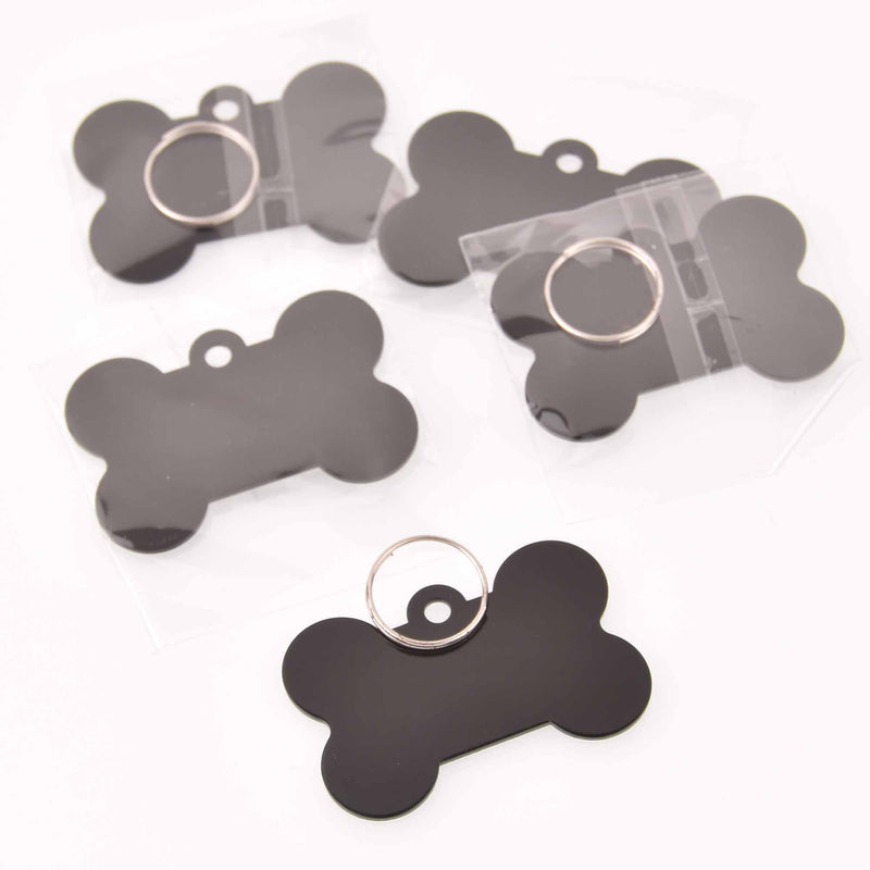 5 Dog Bone Charms, Black Aluminum Blanks for stamping, engraving, chs8005