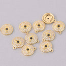 Gold Evil Eye Charm, CZ Rhinestones, Lucky Eye Charm, 12mm (1/2"), chs8006
