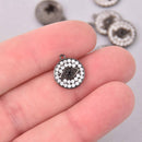 Gunmetal Evil Eye Charm, CZ Rhinestones, Lucky Eye Charm, 12mm (1/2"), chs8007
