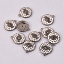 Gunmetal Evil Eye Charm, CZ Rhinestones, Lucky Eye Charm, 12mm (1/2"), chs8007