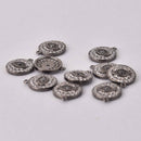 Gunmetal Evil Eye Charm, CZ Rhinestones, Lucky Eye Charm, 12mm (1/2"), chs8007