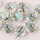 2 Light Blue Pressed Flower Charms, Silver Loop with Glass, Real Flowers chs8015
