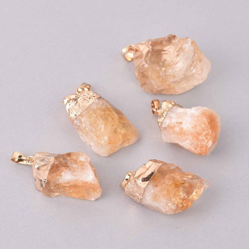 Citrine Nugget Pendant Charm, natural gemstone, 1.25" long, chs8027