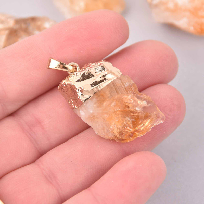 Citrine Nugget Pendant Charm, natural gemstone, 1.25" long, chs8027