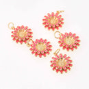 1 Flower Charm, Hot Pink enamel, gold plate, chs8029