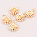 1 Flower Charm, White enamel, gold plate, chs8031