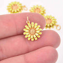 1 Flower Charm, Yellow enamel, gold plate, chs8032