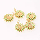 1 Flower Charm, Lime green enamel, gold plate, chs8033