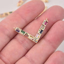 Chevron Charms, Micro pave gold and CZ crystals, 1", chs8039