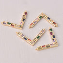 Chevron Charms, Micro pave gold and CZ crystals, 1", chs8039