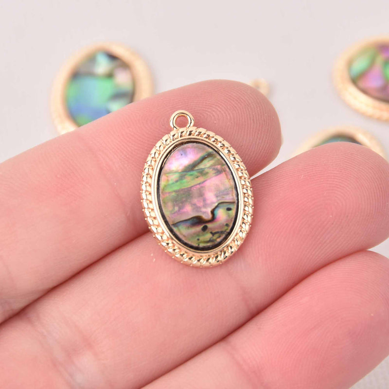 ABALONE SHELL PENDANT Oval gold 22mm chs8040