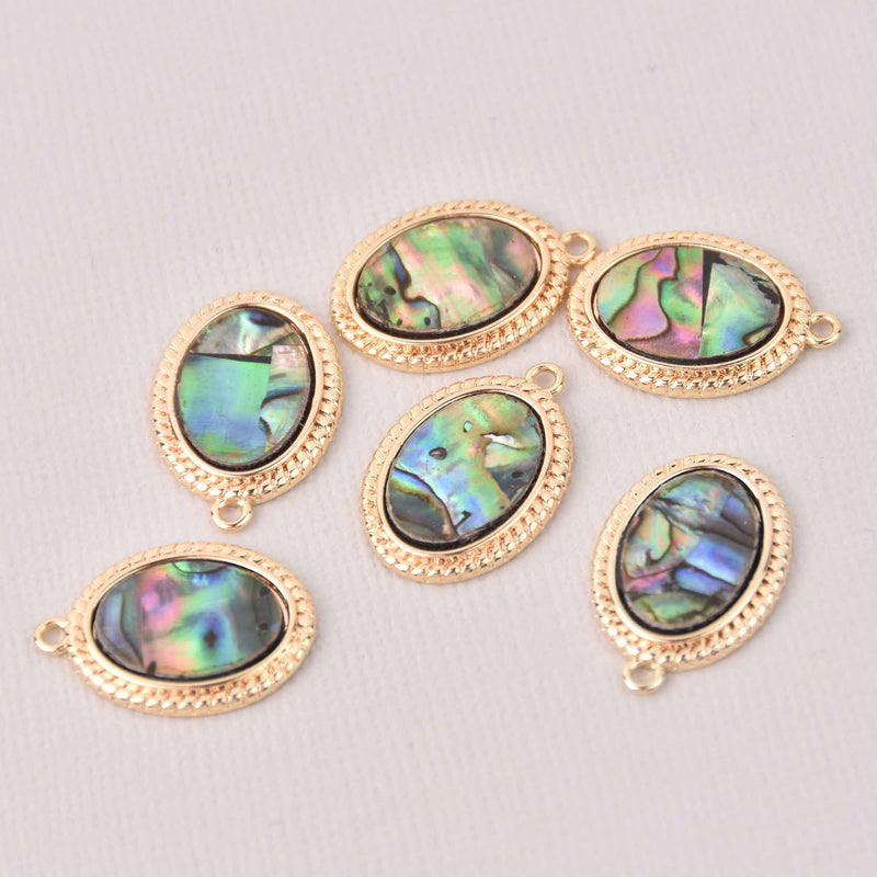 ABALONE SHELL PENDANT Oval gold 22mm chs8040