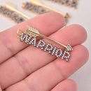Warrior Arrow Charms, Micro pave gold and CZ crystals, 1-5/8", chs8041