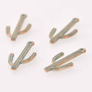 10 Gold CACTUS Charms, Metal, Blue Green Verdigris Patina, chs8049