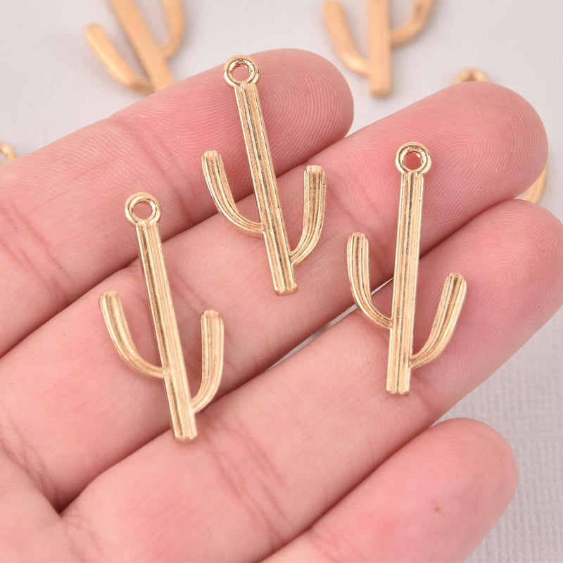 10 Gold CACTUS Charms, Metal, chs8051