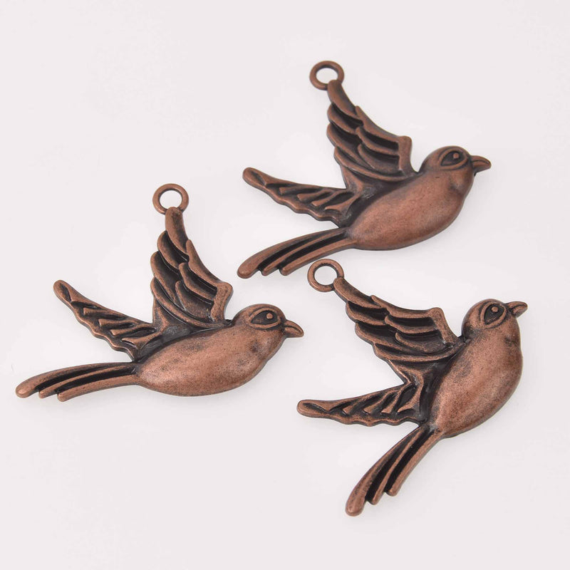 2 Large Bird Charms, Copper, chs8064