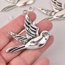 2 Large Bird Charms, Silver, chs8065
