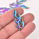 2 Flame Charms, Rainbow Patina, chs8067