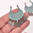 2 Copper Patina Connector Charms, blue verdigris, chs8068
