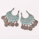 2 Copper Patina Connector Charms, blue verdigris, chs8068
