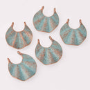 4 Copper Patina Connector Charms, blue verdigris, chs8070